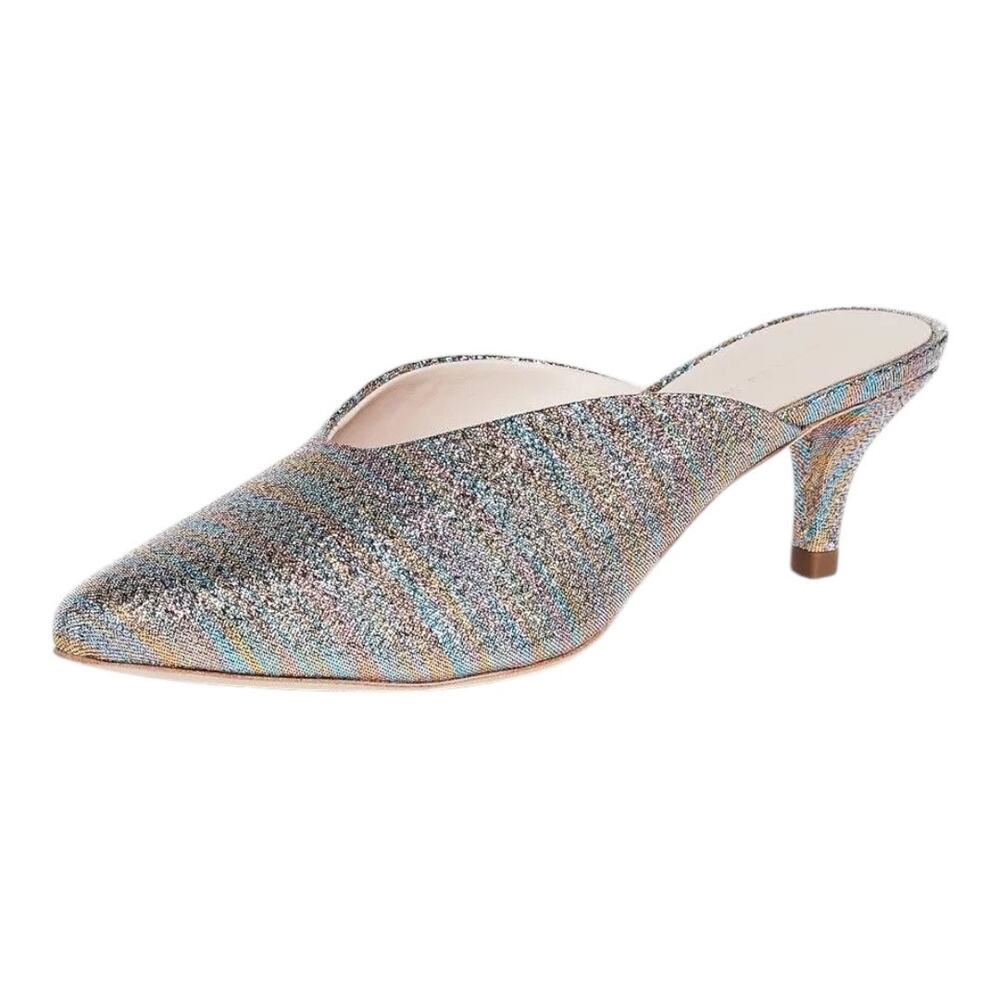 Loeffler Randall Juno Glitter Rainbow Stripe Mule Sandal Size 8.5